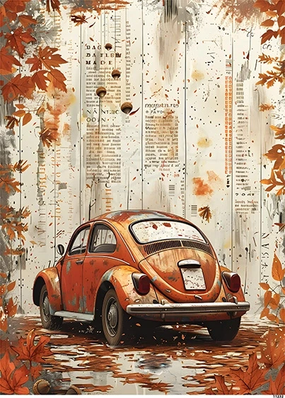 Papier ryżowy do decoupage A5 Jesienny samochód 11232