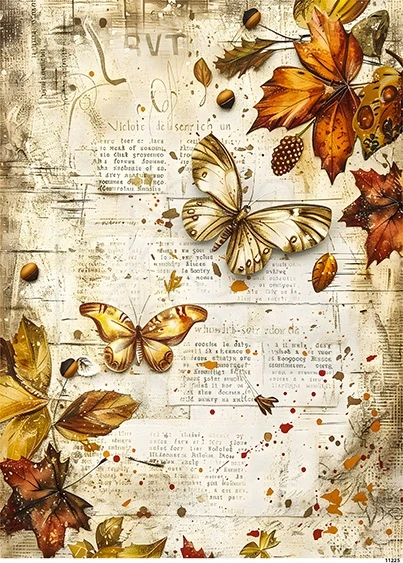 Papier ryżowy do decoupage A5 Jesienne motyle 1 11225
