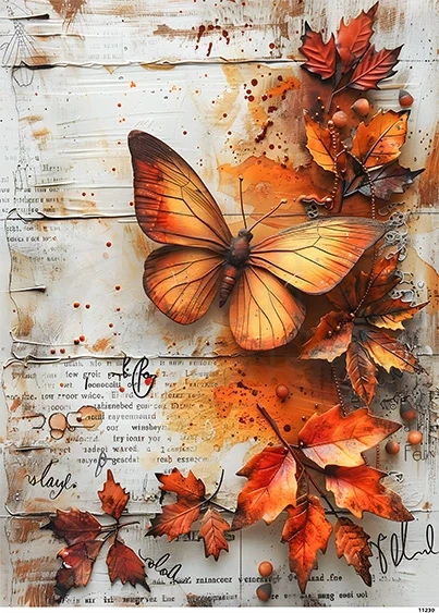 Papier ryżowy do decoupage A4 Jesienne motyle 2 11230