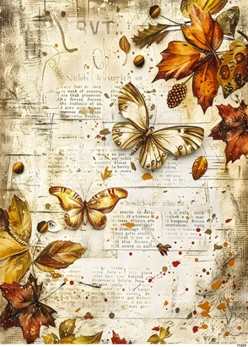 Papier ryżowy do decoupage A4 Jesienne motyle 1 11225