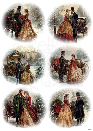 Papier ryżowy do decoupage A4 Zimowe pary retro 3603