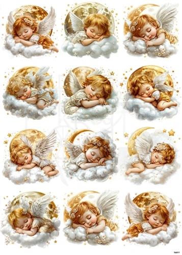Papier ryżowy do decoupage A4 Śpiące aniołki 3602