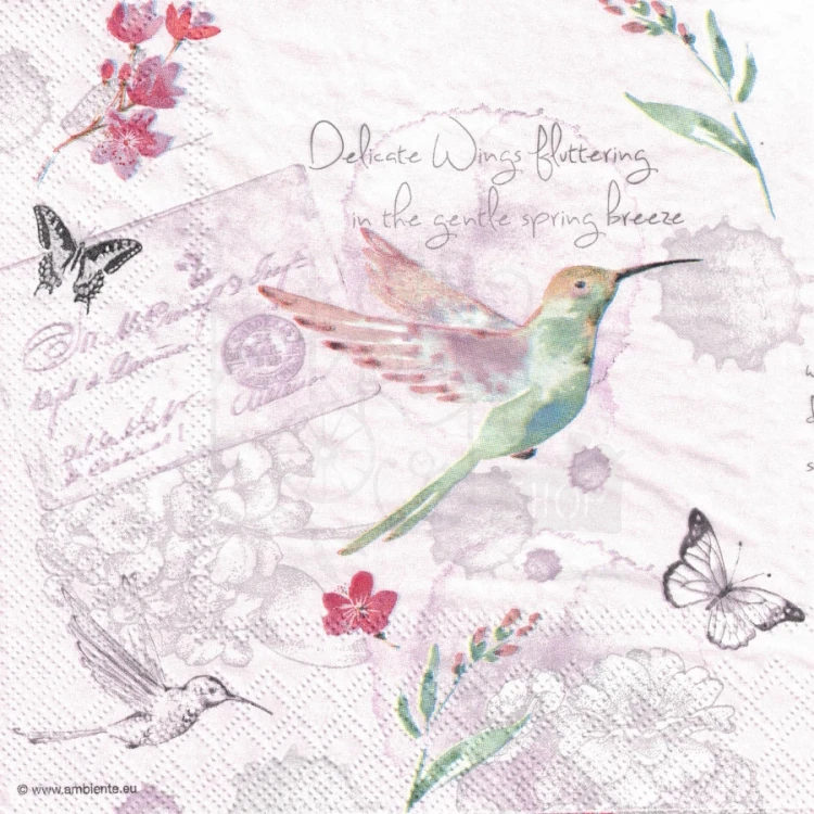 Serwetka 33x33 Akwarelowe kolibry