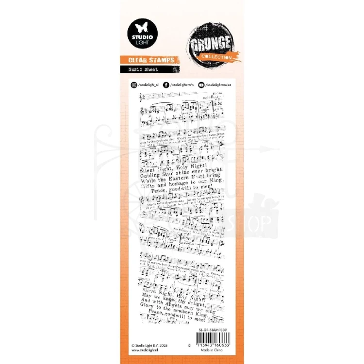 Stempel akrylowy Grunge Collection Music sheet SL-GR-STAMP839 Studio Light
