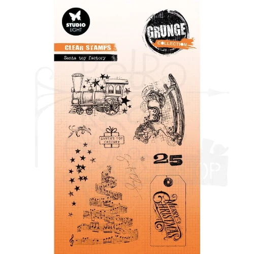 Stempel akrylowy Grunge Collection Santa toy factory SL-GR-STAMP843 Studio Light