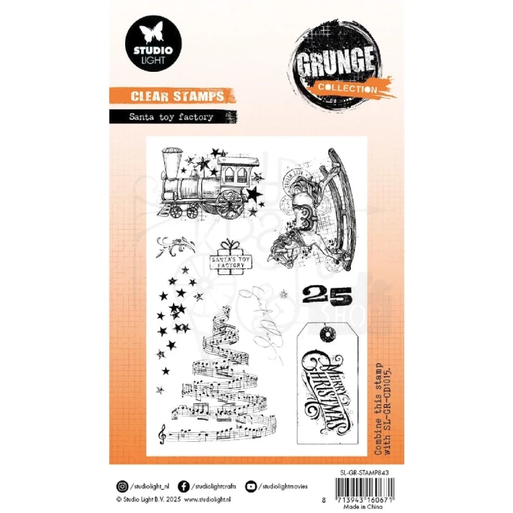 Stempel akrylowy Grunge Collection Santa toy factory SL-GR-STAMP843 Studio Light
