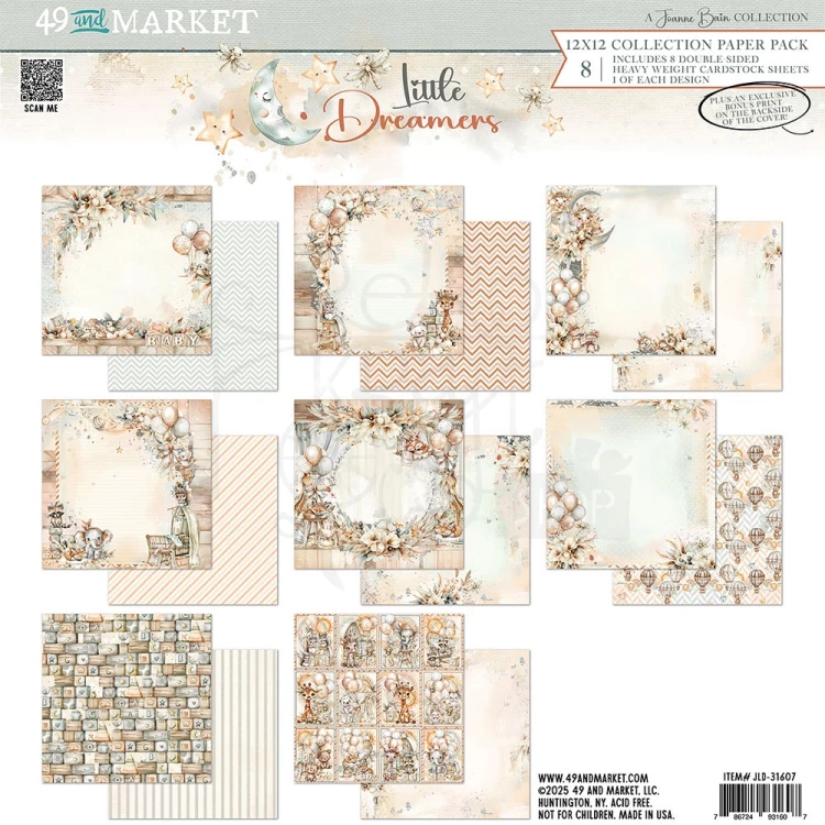 Zestaw papierów do scrapbookingu 30x30 Little Dreamer 8 arkuszy JLD31607 49 and Market