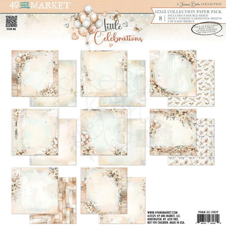 Zestaw papierów do scrapbookingu 30x30 Little Celebrations 8 arkuszy JLC31829 49 and Market
