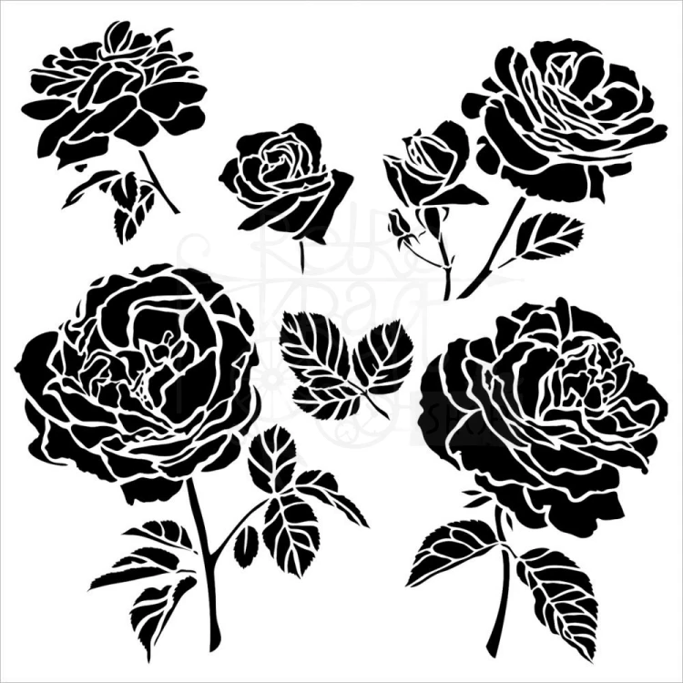 Szablon maska 15x15 Cabbage Roses TCW514S The Crafters Workshop