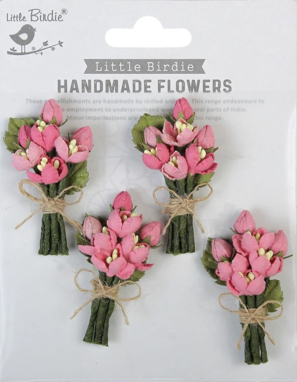 Bukieciki z kwiatami papierowe Rosy Note 4 szt CR87058 Little Birdie