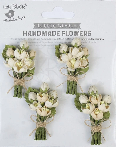 Bukieciki z kwiatami papierowe Ivory Pearl 4 szt CR87063 Little Birdie