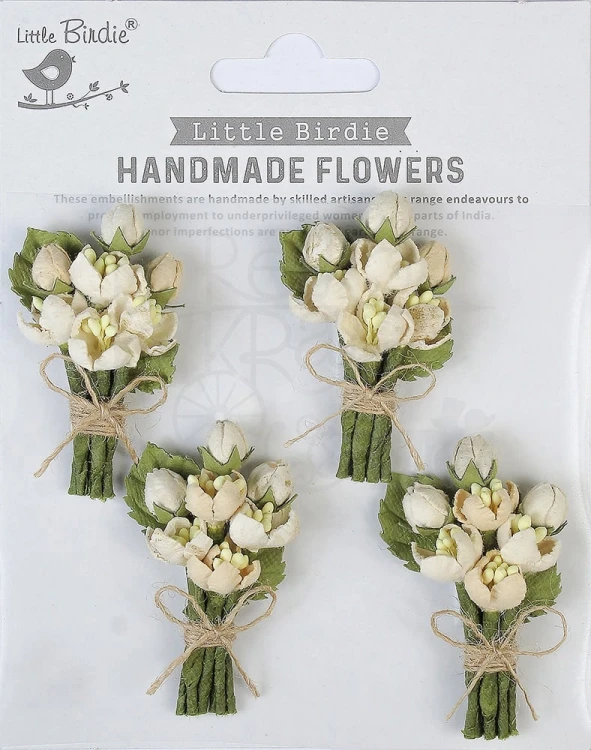Bukieciki z kwiatami papierowe Ivory Pearl 4 szt CR87063 Little Birdie