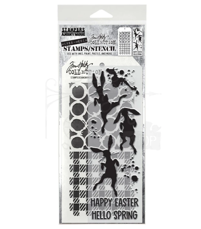 Zestaw stemple + szablon #83 Bunny Hop THMM183 Tim Holtz Stampers Anonymous