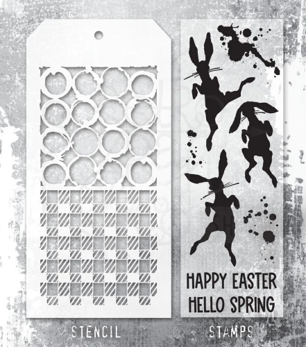 Zestaw stemple + szablon #83 Bunny Hop THMM183 Tim Holtz Stampers Anonymous