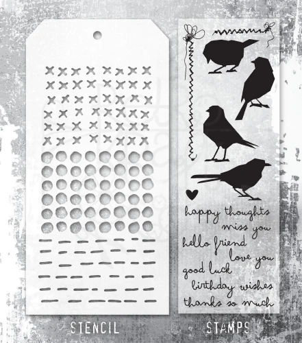 Zestaw stemple + szablon #82 Silhouette Birds THMM182 Tim Holtz Stampers Anonymous