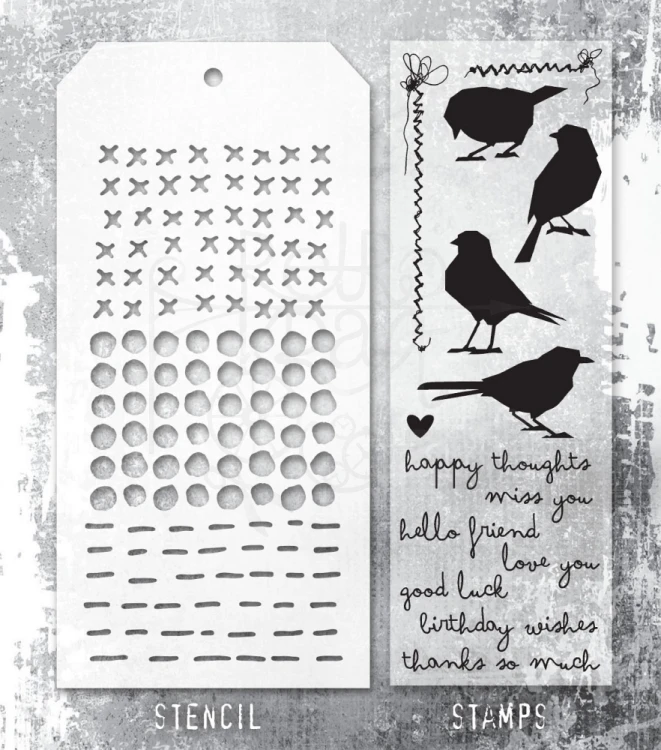 Zestaw stemple + szablon #82 Silhouette Birds THMM182 Tim Holtz Stampers Anonymous