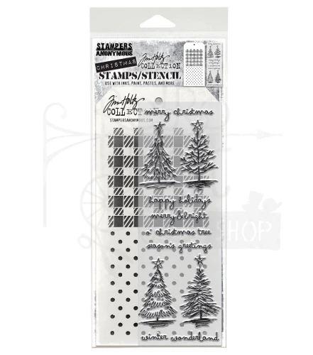 Zestaw stemple + szablon #78 Scribbly Christmas THMM178 Tim Holtz Stampers Anonymous