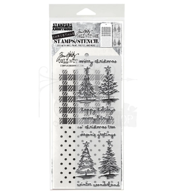 Zestaw stemple + szablon #78 Scribbly Christmas THMM178 Tim Holtz Stampers Anonymous