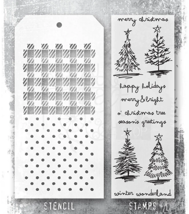 Zestaw stemple + szablon #78 Scribbly Christmas THMM178 Tim Holtz Stampers Anonymous
