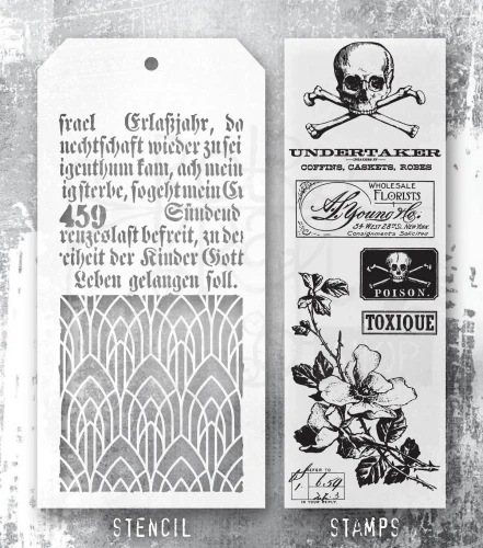 Zestaw stemple + szablon #72 Rest In Peace THMM172 Tim Holtz Stampers Anonymous