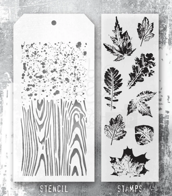 Zestaw stemple + szablon #67 Leaf Prints THMM167 Tim Holtz Stampers Anonymous