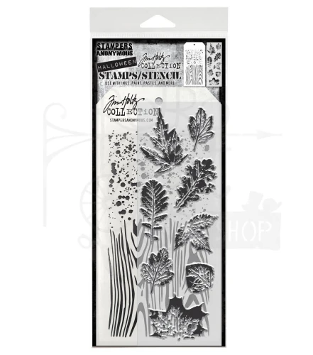 Zestaw stemple + szablon #67 Leaf Prints THMM167 Tim Holtz Stampers Anonymous