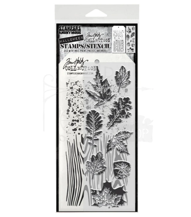 Zestaw stemple + szablon #67 Leaf Prints THMM167 Tim Holtz Stampers Anonymous