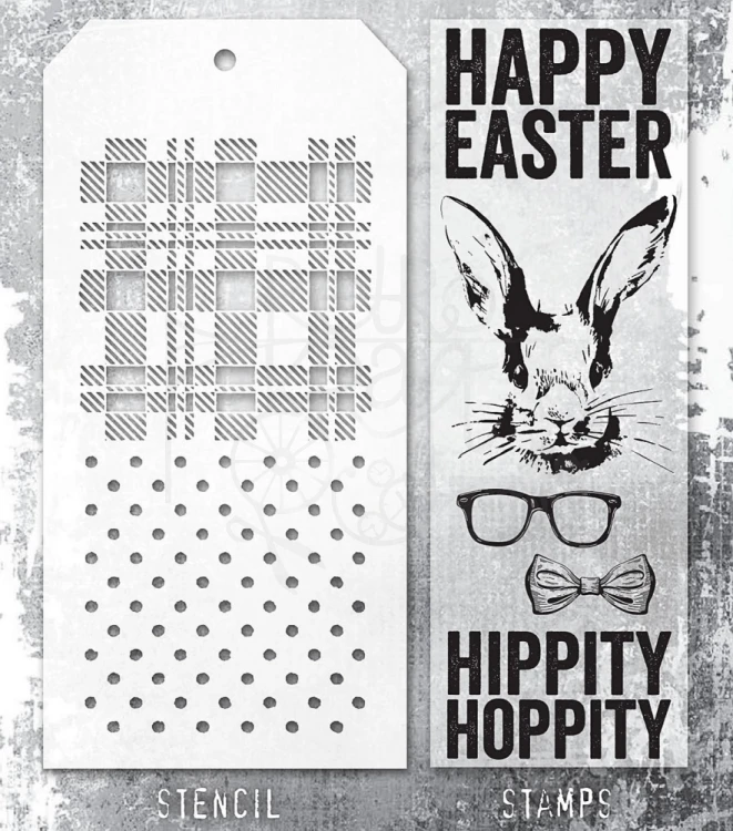 Zestaw stemple + szablon #64 Hipster Bunny THMM164 Tim Holtz Stampers Anonymous
