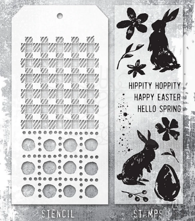 Zestaw stemple + szablon #63 Spring Shadows THMM163 Tim Holtz Stampers Anonymous