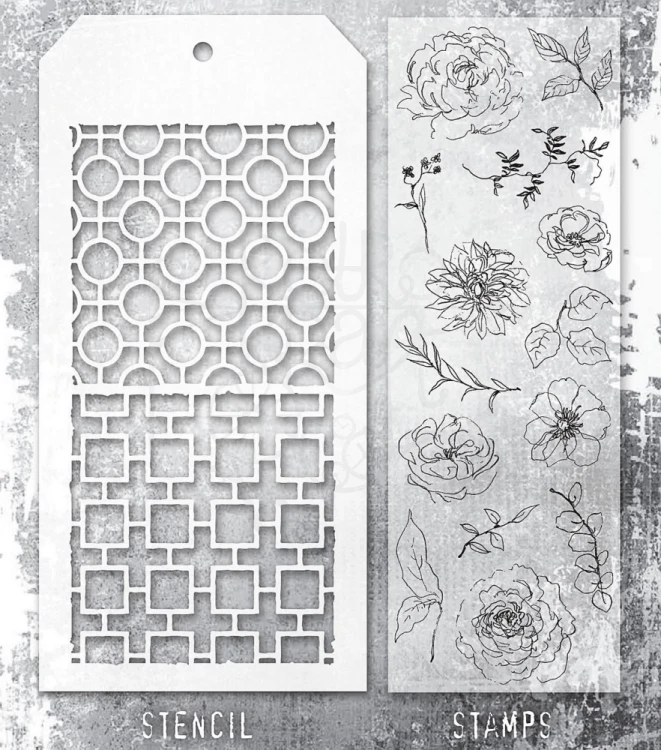 Zestaw stemple + szablon #61 Floral Elements THMM161 Tim Holtz Stampers Anonymous