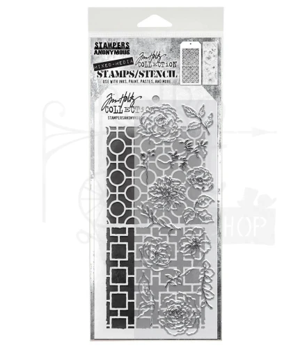 Zestaw stemple + szablon #61 Floral Elements THMM161 Tim Holtz Stampers Anonymous