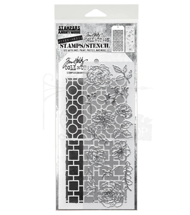 Zestaw stemple + szablon #61 Floral Elements THMM161 Tim Holtz Stampers Anonymous