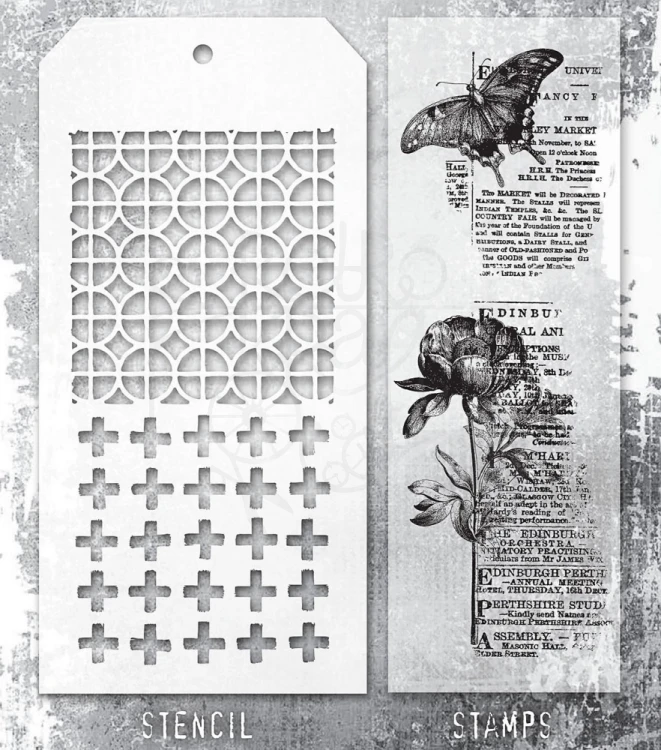 Zestaw stemple + szablon #60 Botanic Collage THMM160 Tim Holtz Stampers Anonymous