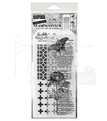 Zestaw stemple + szablon #60 Botanic Collage THMM160 Tim Holtz Stampers Anonymous