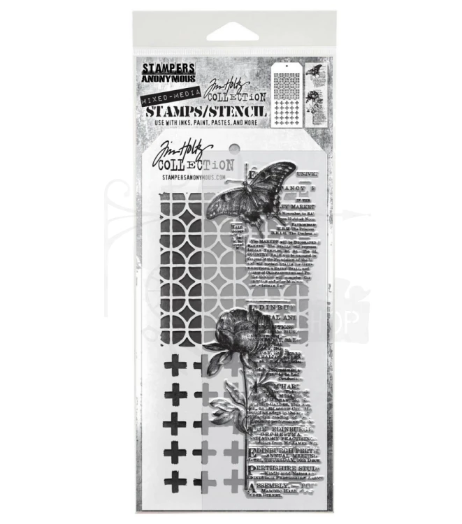 Zestaw stemple + szablon #60 Botanic Collage THMM160 Tim Holtz Stampers Anonymous