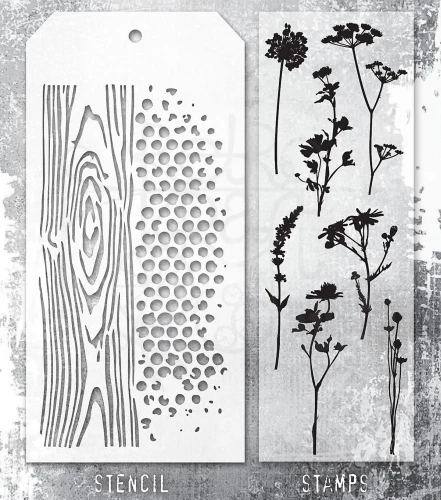 Zestaw stemple + szablon #59 Wildflower Silhouettes THMM159 Tim Holtz Stampers Anonymous