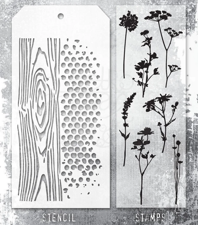 Zestaw stemple + szablon #59 Wildflower Silhouettes THMM159 Tim Holtz Stampers Anonymous