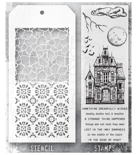 Zestaw stemple + szablon #49 Sketch Manor THMM149 Tim Holtz Stampers Anonymous