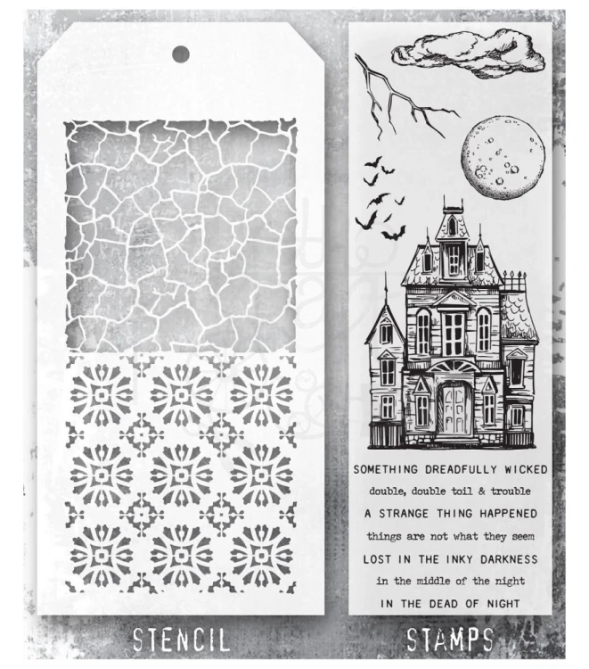 Zestaw stemple + szablon #49 Sketch Manor THMM149 Tim Holtz Stampers Anonymous