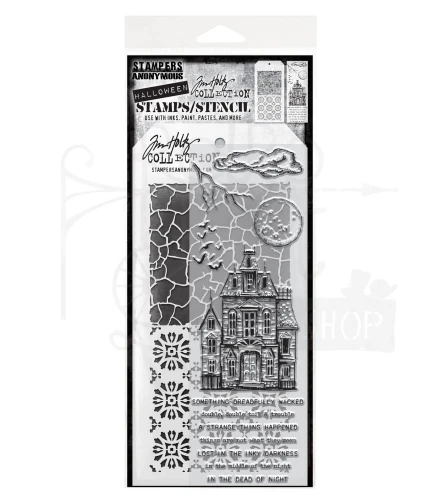 Zestaw stemple + szablon #49 Sketch Manor THMM149 Tim Holtz Stampers Anonymous