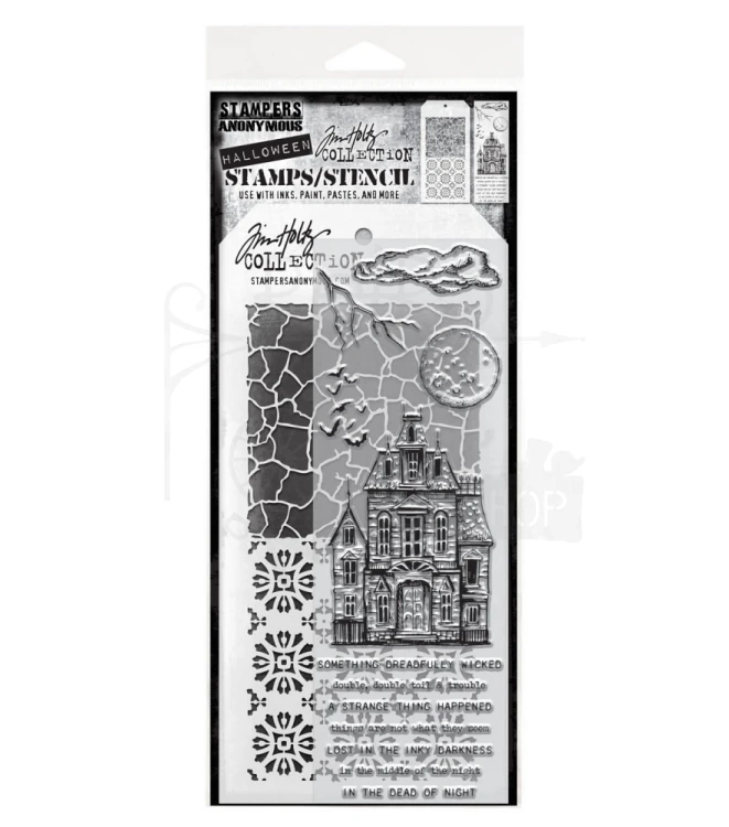 Zestaw stemple + szablon #49 Sketch Manor THMM149 Tim Holtz Stampers Anonymous