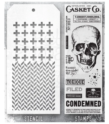 Zestaw stemple + szablon #48 Rest In Peace THMM148 Tim Holtz Stampers Anonymous