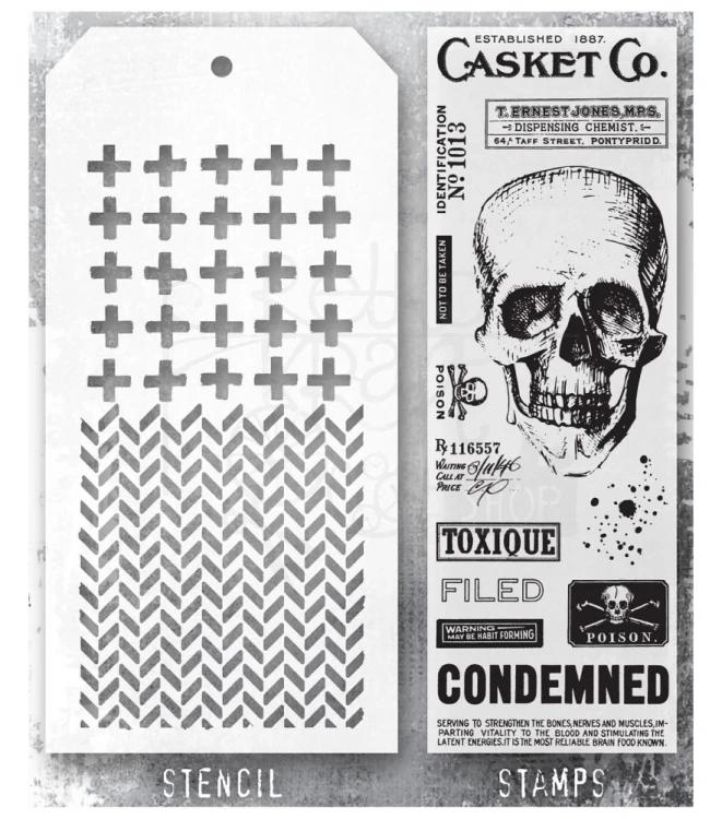 Zestaw stemple + szablon #48 Rest In Peace THMM148 Tim Holtz Stampers Anonymous