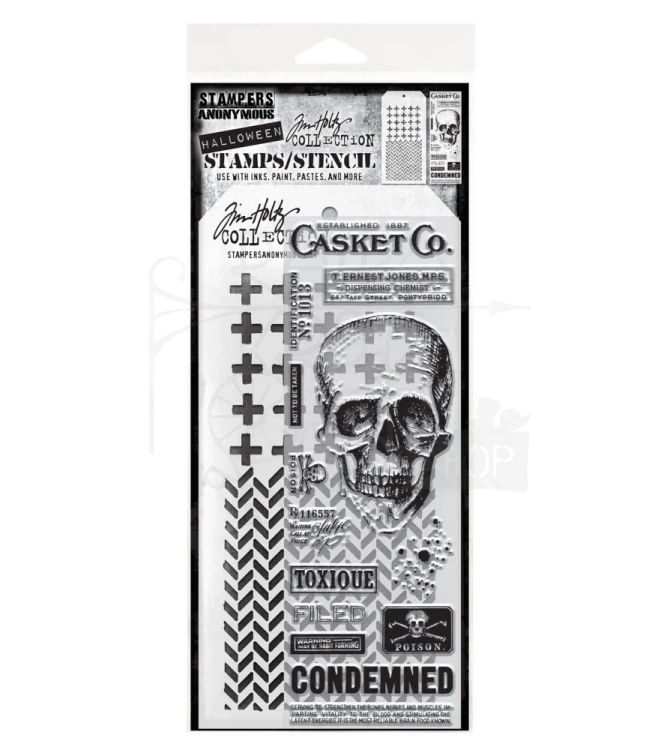 Zestaw stemple + szablon #48 Rest In Peace THMM148 Tim Holtz Stampers Anonymous