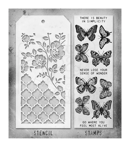 Zestaw stemple + szablon #44 Flutter THMM144 Tim Holtz Stampers Anonymous