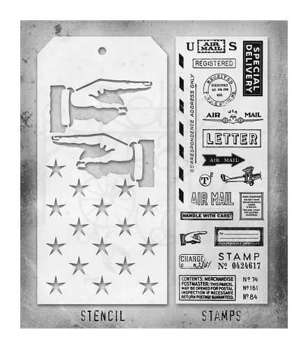 Zestaw stemple + szablon #41 Correspondence THMM141 Tim Holtz Stampers Anonymous