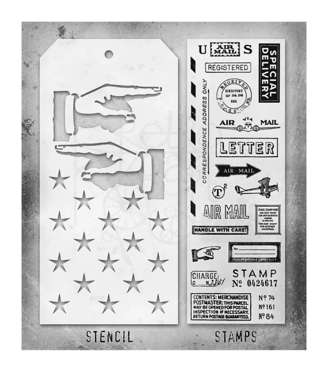 Zestaw stemple + szablon #41 Correspondence THMM141 Tim Holtz Stampers Anonymous