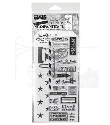 Zestaw stemple + szablon #41 Correspondence THMM141 Tim Holtz Stampers Anonymous