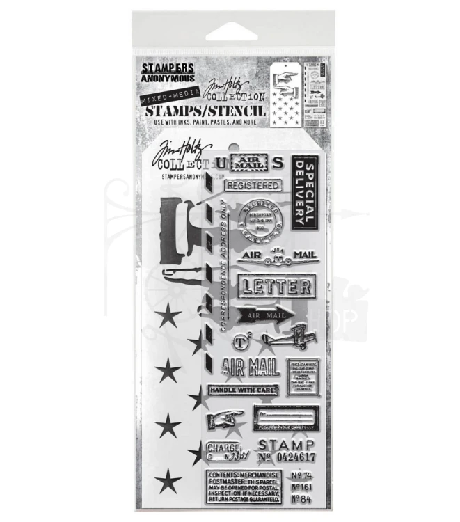 Zestaw stemple + szablon #41 Correspondence THMM141 Tim Holtz Stampers Anonymous