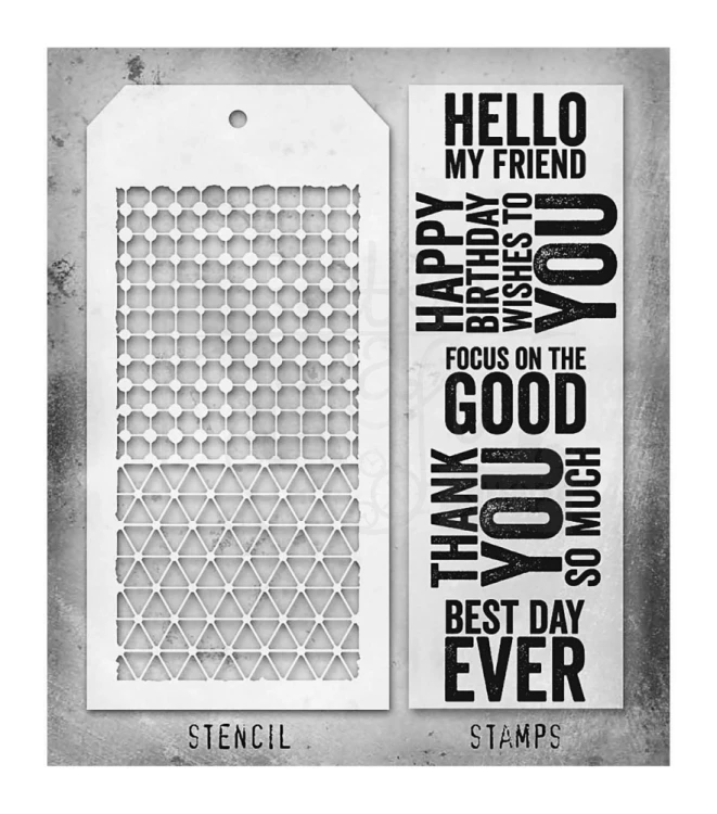 Zestaw stemple + szablon #40 Bold Sayings THMM140 Tim Holtz Stampers Anonymous